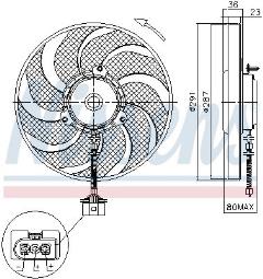 WENTYLATOR CHŁODNICY AUDI A 3 / S 3 96- 1.8 I TURBO 20V M/A +/-, 1.8 I TURBO 20V A NISSENS NIS 85545