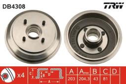 BĘBEN HAM.FORD FIESTA 01- /203X81/ /+ABS/ TRW DB4308