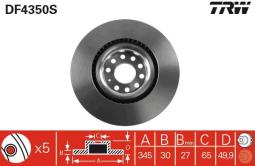 TARCZA HAM./PRZ/ AUDI A3 3,2QUATTRO 04- @345X30 TRW DF4350S