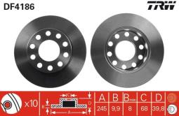 TARCZA HAM./TYŁ/ AUDI A4 97- 1,8T-2,5TDI@245X10 TRW DF4186