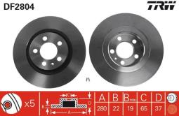 TARCZA HAM./PRZ/ SKODA OCTAVIA 1,9TDI   @280X22 TRW DF2804