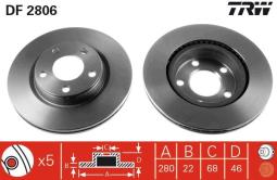 TARCZA HAM./PRZ/ VW PASSAT 1,6 97- @280X22 TRW DF2806