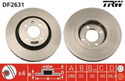 TARCZA HAM./PRZ/ VW CORRADO 88-93 @280X22 TRW DF2631