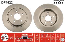 TARCZA HAM./TYŁ/ FORD FOCUS C-MAX 03-   @280X11 TRW DF4422