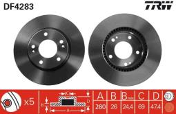 TARCZA HAM./PRZ/ HYUNDAI TUCSON 2,0CRDI 04- @280X26 TRW DF4283