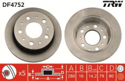 TARCZA HAM./TYŁ/ CITROEN JUMPER 06-     @280X16,5 TRW DF4752