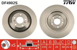 TARCZA HAM./TYŁ/ AUDI A8 3,0-4,2 06-    @335X22 TRW DF4902S