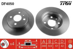 TARCZA HAM./TYŁ/ OPEL ASTRA 1,2 98-     /ABS/ @240X10 TRW DF4050