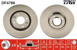 TARCZA HAM./PRZ/ CITROEN XSARA PICASSO 05- @283X26 TRW DF4786