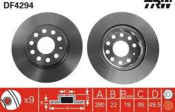 TARCZA HAM./PRZ/ AUDI A3 03- @280X22 TRW DF4294