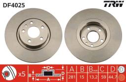TARCZA HAM./PRZ/ ALFA ROMEO 156 97- @281X15 TRW DF4025