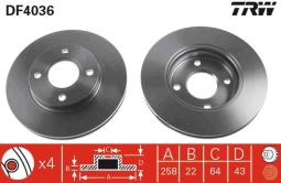 TARCZA HAM./PRZ/ FORD FOCUS 98- @258X22 TRW DF4036