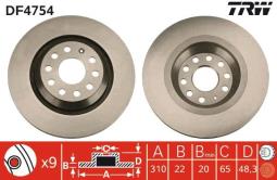 TARCZA HAM./TYŁ/ AUDI A3 3.2 QUATTRO  03-04 @310X22 TRW DF4754