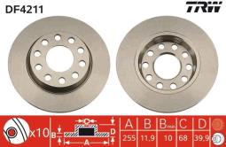 TARCZA HAM./TYŁ/ AUDI A4 01-05 @256X12 TRW DF4211