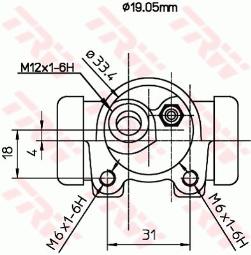 CYLINDEREK HAM.PEUGEOT 205 83-91 @19,05 /P/ /BENDIX/ TRW BWD115