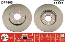 TARCZA HAM./PRZ/ FORD FOCUS II 04-      @278X25 TRW DF4465