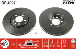 TARCZA HAM./PRZ/ VW GOLF IV 00- @288X25 TRW DF4027