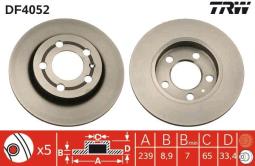 TARCZA HAM./TYŁ/ AUDI A3 @239X9 /5      OTW./ TRW DF4052