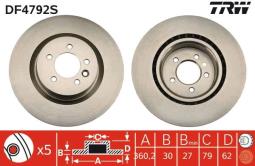 TARCZA HAM./PRZ/ RANGE ROVER SPORT 2,7D 06- @360X30 TRW DF4792S