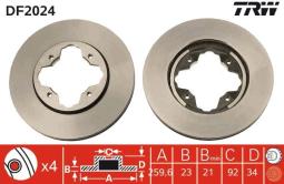 TARCZA HAM./PRZ/ HONDA ACCORD 90-       @259X23 TRW DF2024