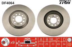 TARCZA HAM./PRZ/ VW GOLF 2,3 V5 TRW DF4064