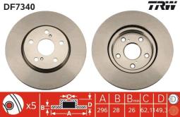 TARCZA HAM./PRZ/ LEXUS IS 250 05- @296X28 TRW DF7340