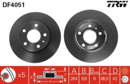 TARCZA HAM./TYŁ/ OPEL ASTRA II @264X10  /5-OTW/ TRW DF4051
