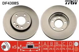 TARCZA HAM./PRZ/ VW T5 @308X29,5 /16 TRW DF4308S