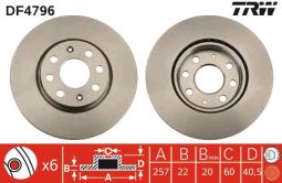 TARCZA HAM./PRZ/ OPEL CORSA 1,3CDTI 06- @257X22 TRW DF4796