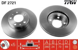 TARCZA HAM./PRZ/ FIAT DUCATO 94-/06- @280x24 10,14,15 TRW DF2721