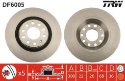 TARCZA HAM./TYŁ/ AUDI A4 2,0TFSI 05-    @300X22 TRW DF6005