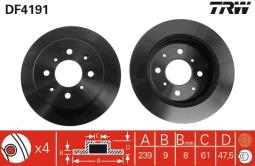 TARCZA HAM./TYŁ/ HONDA JAZZ 02- @239X9 TRW DF4191