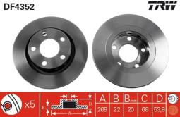 TARCZA HAM./TYŁ/ VW PASSAT 2,8 01- @269X22 TRW DF4352