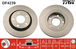 TARCZA HAM./TYŁ/ AUDI A6 99- @269X23,9 TRW DF4239