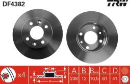 TARCZA HAM./PRZ/ DACIA LOGAN 1,4-1,6 16V05- @238X12 TRW DF4382