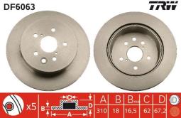 TARCZA HAM./TYŁ/ LEXUS GS300-460 06-    @310X18 TRW DF6063
