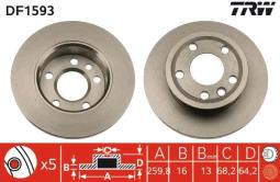TARCZA HAM./PRZ/ VW T4 1,9D-2,0 14      @260X16 TRW DF1593