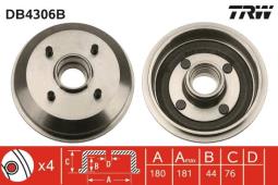 BĘBEN HAM.FORD FIESTA 01- /180X76/ /-ABS/ /Z ŁOŻYSKIEM/ TRW DB4306B
