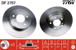 TARCZA HAM./TYŁ/ DB 202 @278X9 TRW DF2757