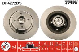 TARCZA HAM./TYŁ/ RENAULT MEGANE 1,6 16V 99-01 @274x11 /Z ŁOŻYSKIEM/ TRW DF4272BS
