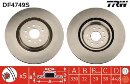 TARCZA HAM./PRZ/ ALFA ROMEO 147 3,2GTA  03- @330X32 TRW DF4749S