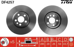 TARCZA HAM./PRZ/ FIAT ULLYSE 02- @285X28 TRW DF4257