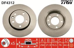 TARCZA HAM./TYŁ/ VW T5 @294x22 TRW DF4312