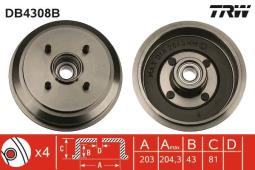 BĘBEN HAM.FORD FIESTA 01- /203X81/ /+ABS/ /Z ŁOZYSKIEM/ TRW DB4308B
