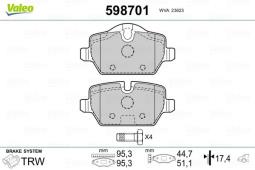 KLOCKI HAM./TYŁ/ BMW 1 1,6-2,0 04- VALEO VAL598701