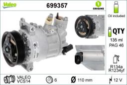 KOMPRESOR KLIM.VW,AUDI,SKODA,SEAT 00- /ZEXEL DCS17E/ /1K0820803L 1K0820803N/ VALEO VAL699357