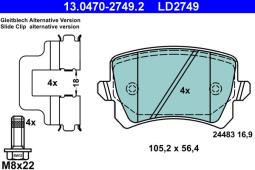 KLOCKI HAM./TYŁ/ VW TIGUAN 1,8 07- /CERAMIC/ ATE-HAM 13.0470-2749.2