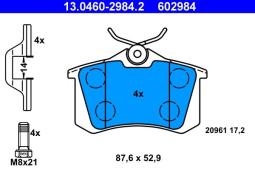 KLOCKI HAM./TYŁ/ VW PASSAT 95- /+BLASZKI 14MM/ ATE-HAM 13.0460-2984.2