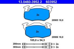 KLOCKI HAM./PRZ/ PEUGEOT 106 91- /BDX/ ATE-HAM 13.0460-3952.2
