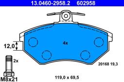 KLOCKI HAM./PRZ/ VW PASSAT 88- 19mm ATE-HAM 13.0460-2958.2